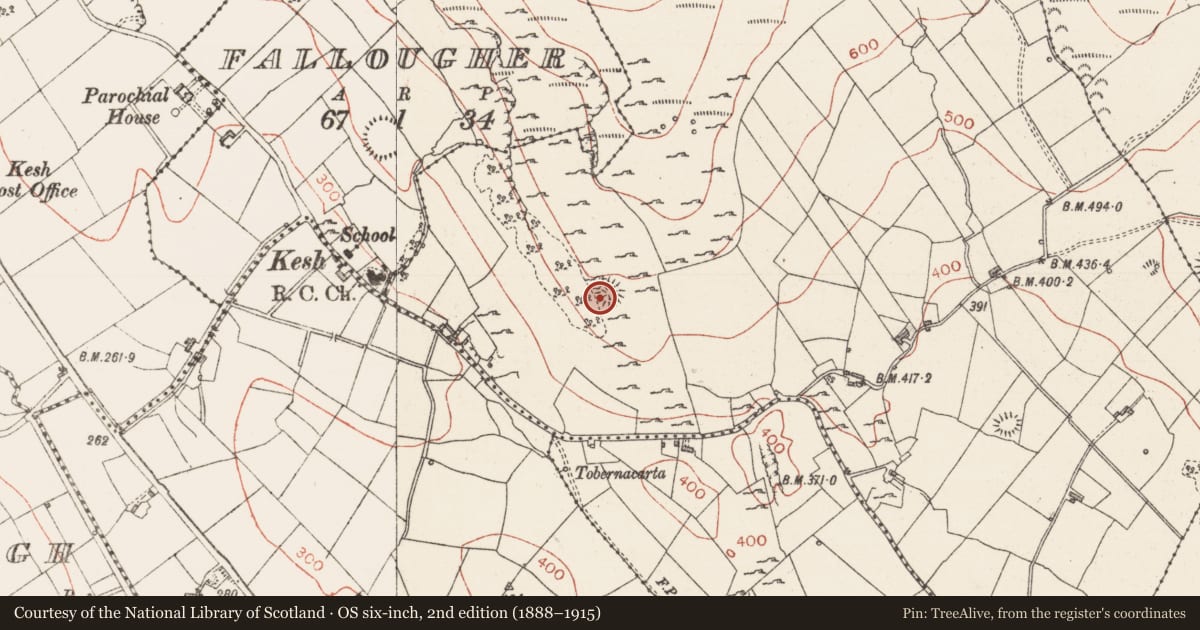 Ordnance Survey six-inch map, 2nd edition (1888–1915) covering the location of Cairn - unclassified, Murhy, County Sligo, with a pin at the register's coordinates