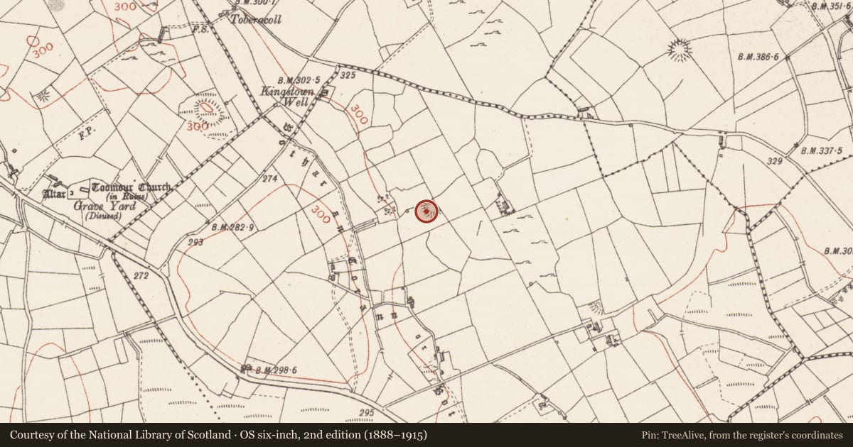 Ordnance Survey six-inch map, 2nd edition (1888–1915) covering the location of Ringfort - rath, Carrowreagh, County Sligo, with a pin at the register's coordinates
