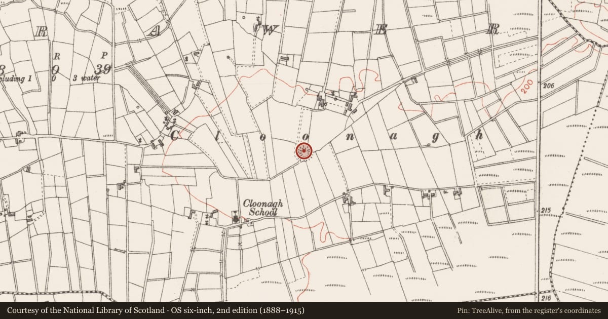 Ordnance Survey six-inch map, 2nd edition (1888–1915) covering the location of Ringfort - rath, Coolrawer, County Sligo, with a pin at the register's coordinates