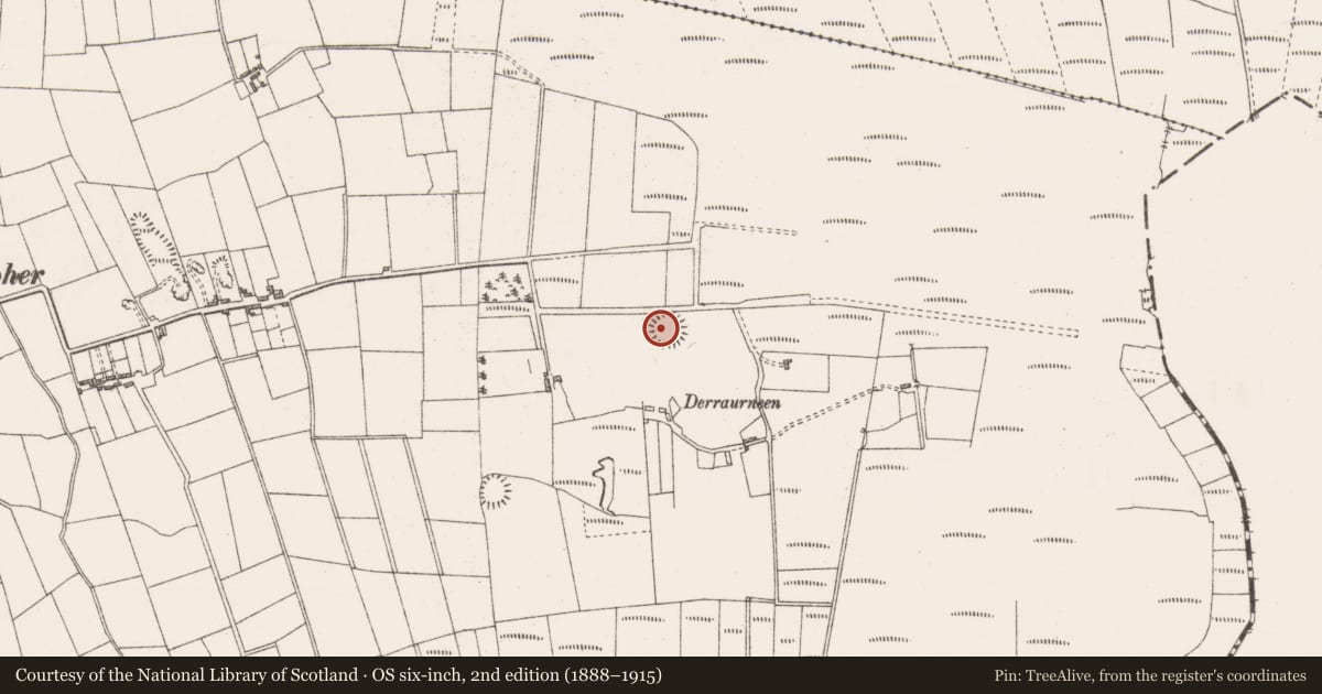 Ordnance Survey six-inch map, 2nd edition (1888–1915) covering the location of Ringfort - rath, Bunnacranagh, County Sligo, with a pin at the register's coordinates