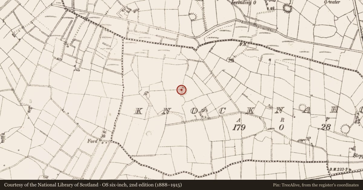 Ordnance Survey six-inch map, 2nd edition (1888–1915) covering the location of Enclosure, Knocknahoo, County Sligo, with a pin at the register's coordinates