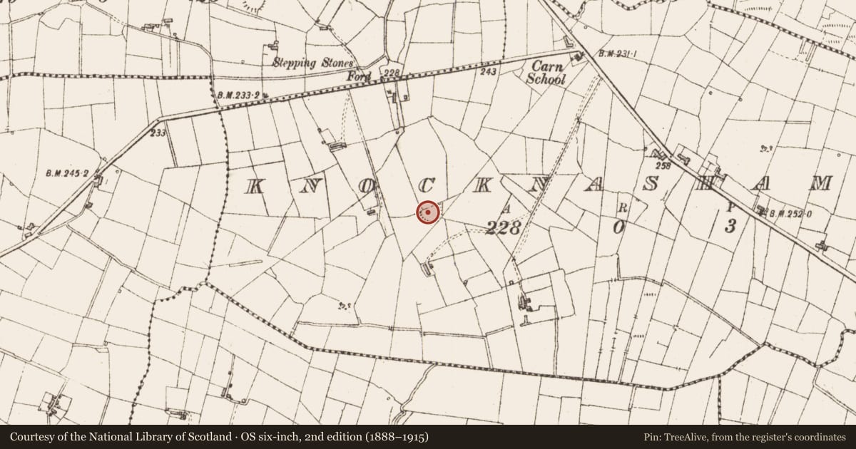 Ordnance Survey six-inch map, 2nd edition (1888–1915) covering the location of Ringfort - rath, Knocknashammer, County Sligo, with a pin at the register's coordinates