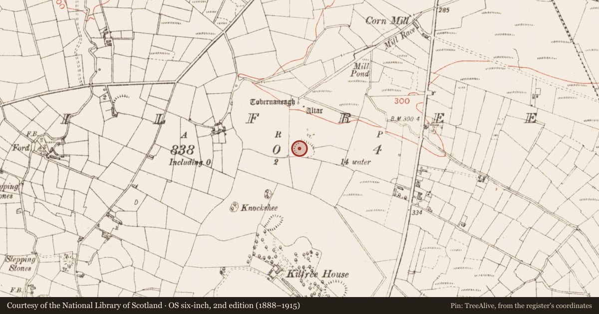 Ordnance Survey six-inch map, 2nd edition (1888–1915) covering the location of Ringfort - cashel, Kilfree, County Sligo, with a pin at the register's coordinates