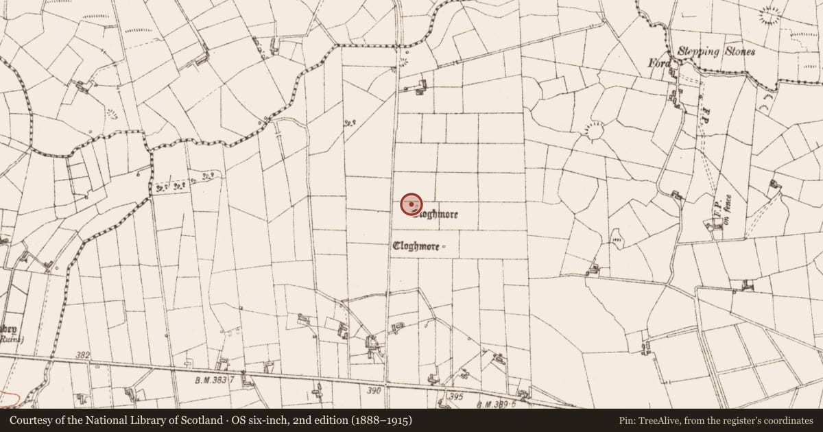 Ordnance Survey six-inch map, 2nd edition (1888–1915) covering the location of Standing stone, Doon, County Sligo, with a pin at the register's coordinates