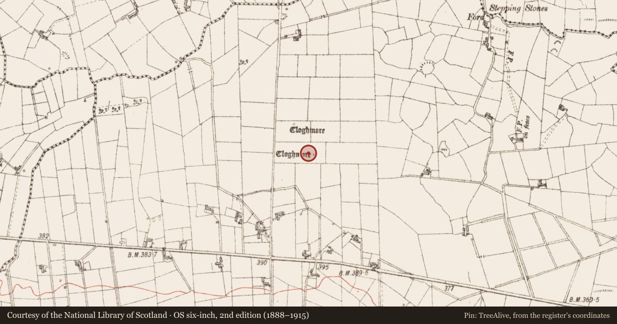 Ordnance Survey six-inch map, 2nd edition (1888–1915) covering the location of Standing stone, Doon, County Sligo, with a pin at the register's coordinates