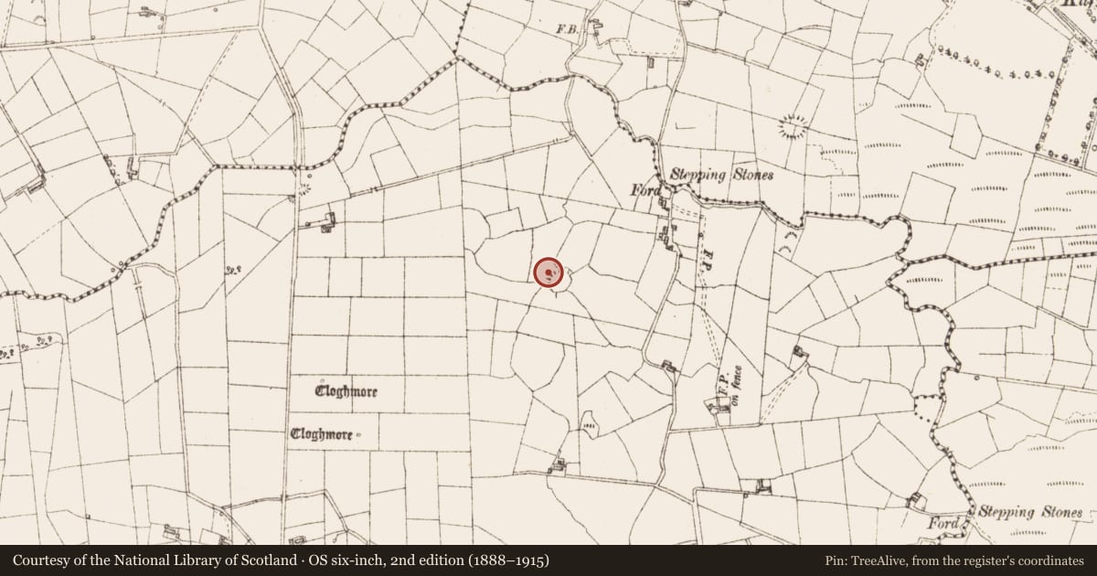 Ordnance Survey six-inch map, 2nd edition (1888–1915) covering the location of Souterrain, Doon, County Sligo, with a pin at the register's coordinates