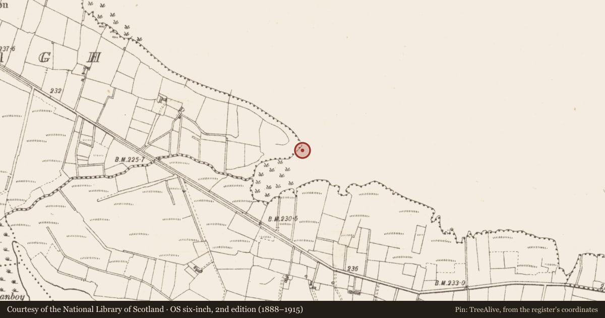 Ordnance Survey six-inch map, 2nd edition (1888–1915) covering the location of Crannog, Lough Gara, County Sligo, with a pin at the register's coordinates