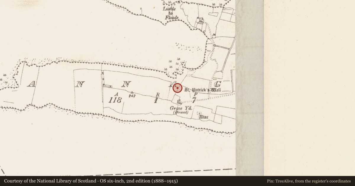 Ordnance Survey six-inch map, 2nd edition (1888–1915) covering the location of Ritual site - holy well, Annagh, County Sligo, with a pin at the register's coordinates