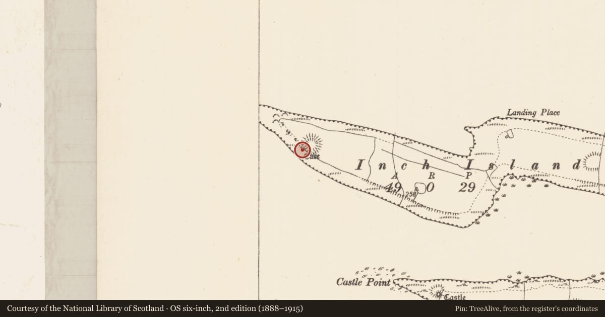 Ordnance Survey six-inch map, 2nd edition (1888–1915) covering the location of Souterrain, Inch Island, County Sligo, with a pin at the register's coordinates