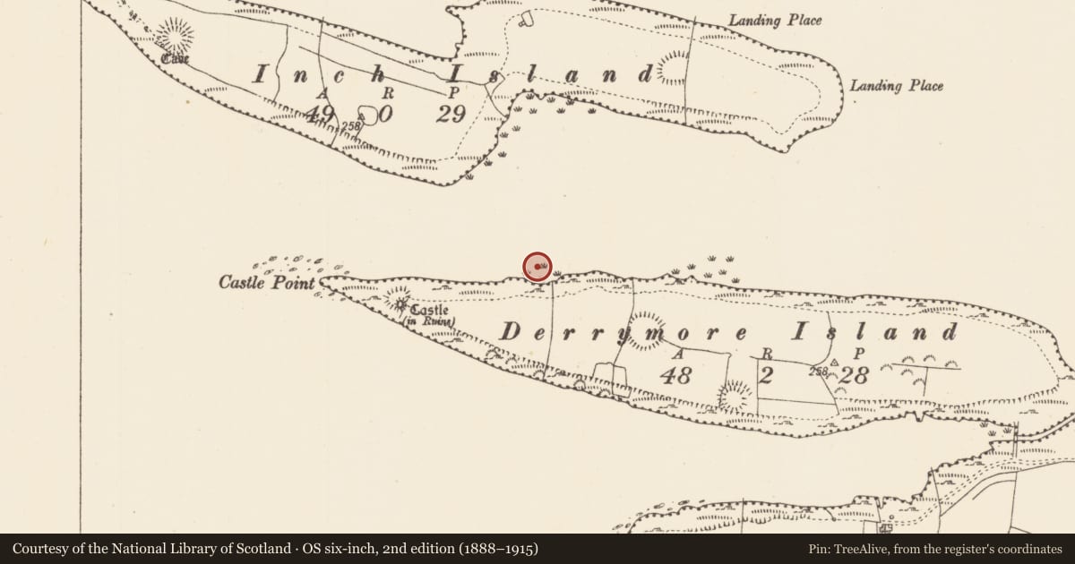 Ordnance Survey six-inch map, 2nd edition (1888–1915) covering the location of Crannog, Lough Gara, County Sligo, with a pin at the register's coordinates