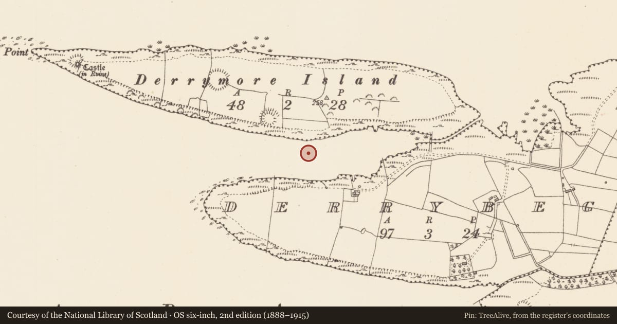 Ordnance Survey six-inch map, 2nd edition (1888–1915) covering the location of Crannog, Lough Gara, County Sligo, with a pin at the register's coordinates