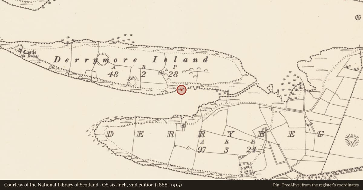 Ordnance Survey six-inch map, 2nd edition (1888–1915) covering the location of Crannog, Lough Gara, County Sligo, with a pin at the register's coordinates
