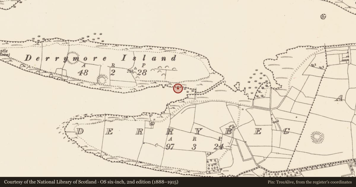 Ordnance Survey six-inch map, 2nd edition (1888–1915) covering the location of Crannog, Lough Gara, County Sligo, with a pin at the register's coordinates