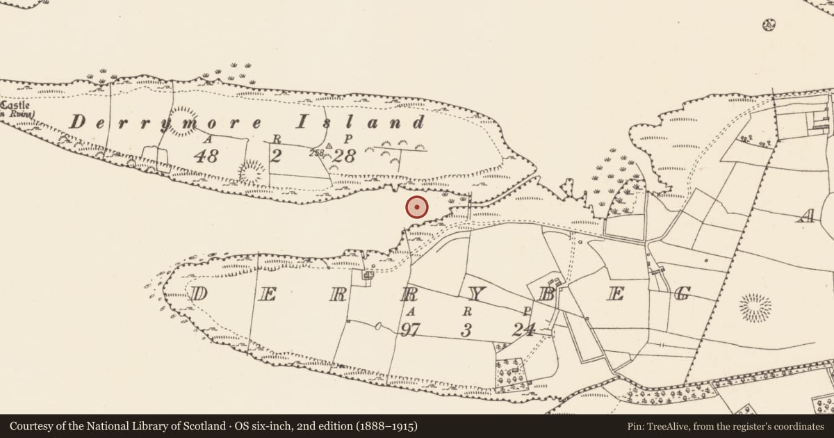 Ordnance Survey six-inch map, 2nd edition (1888–1915) covering the location of Crannog, Lough Gara, County Sligo, with a pin at the register's coordinates