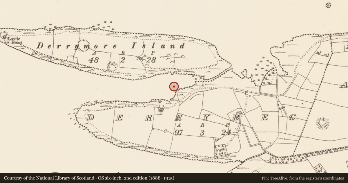 Ordnance Survey six-inch map, 2nd edition (1888–1915) covering the location of Crannog, Lough Gara, County Sligo, with a pin at the register's coordinates