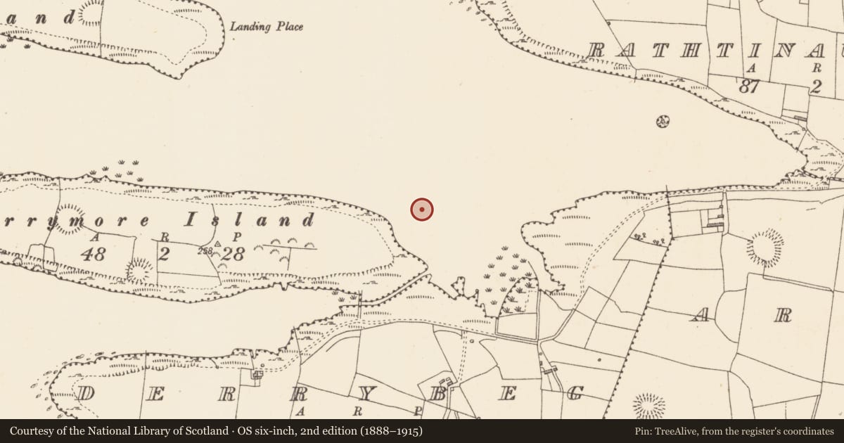 Ordnance Survey six-inch map, 2nd edition (1888–1915) covering the location of Crannog, Lough Gara, County Sligo, with a pin at the register's coordinates
