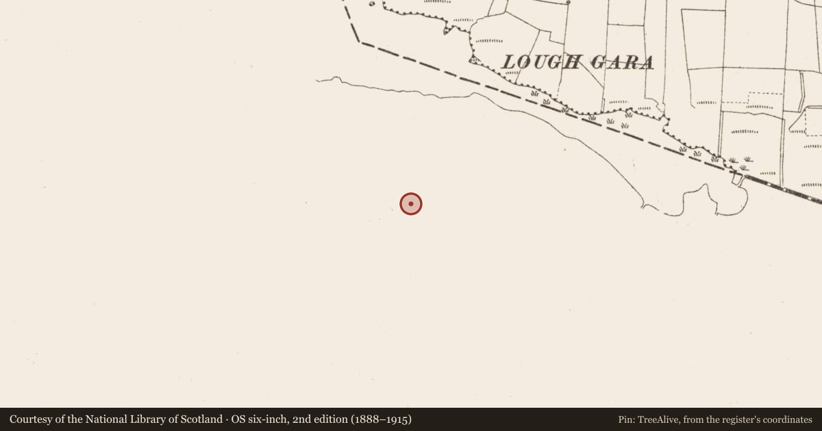 Ordnance Survey six-inch map, 2nd edition (1888–1915) covering the location of Crannog, Lough Gara, County Sligo, with a pin at the register's coordinates