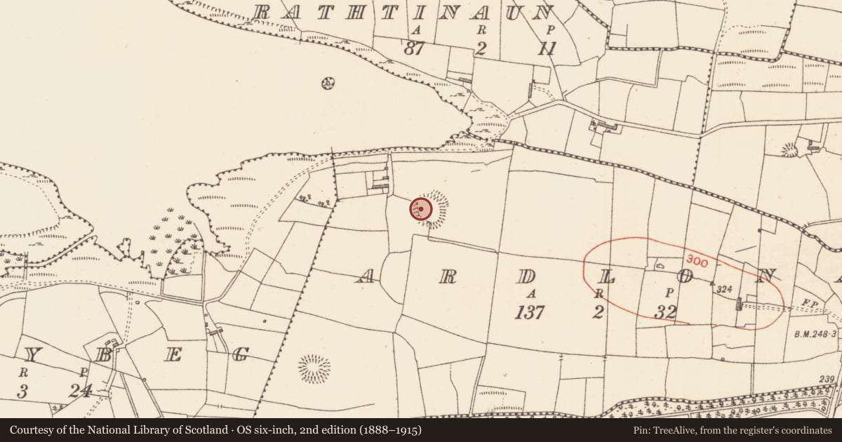 Ordnance Survey six-inch map, 2nd edition (1888–1915) covering the location of Ringfort - rath, Ardlona, County Sligo, with a pin at the register's coordinates