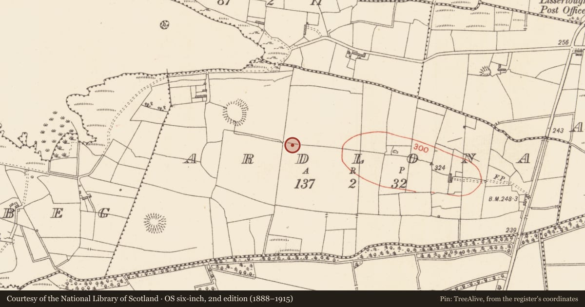 Ordnance Survey six-inch map, 2nd edition (1888–1915) covering the location of Ringfort - rath, Ardlona, County Sligo, with a pin at the register's coordinates