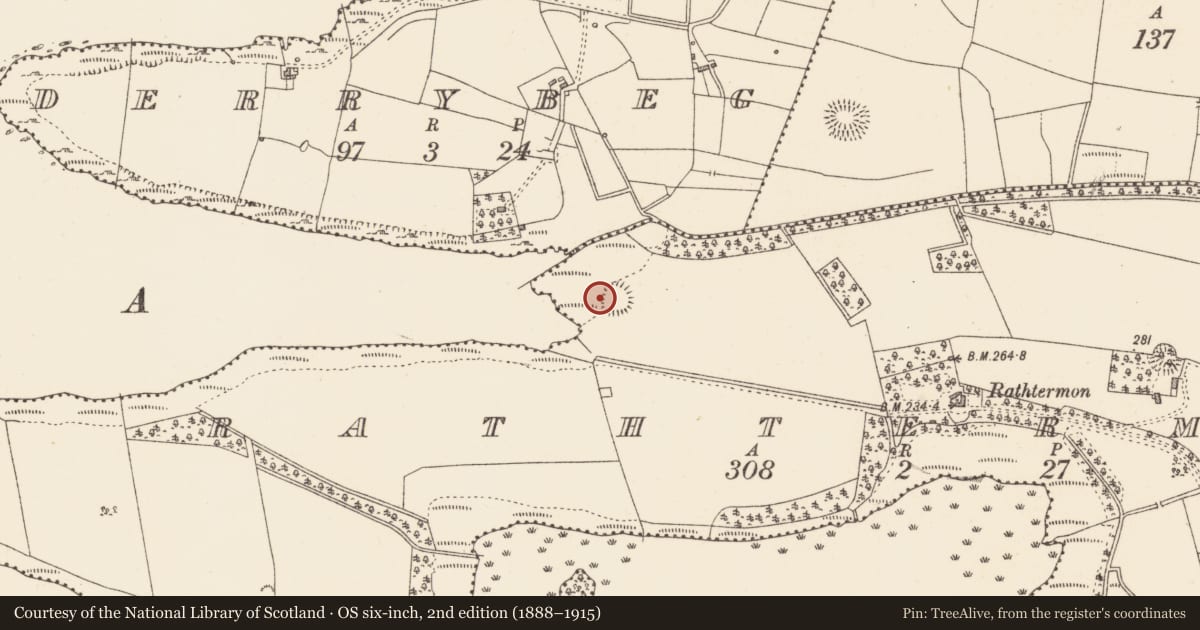 Ordnance Survey six-inch map, 2nd edition (1888–1915) covering the location of Ringfort - rath, Rathtermon, County Sligo, with a pin at the register's coordinates