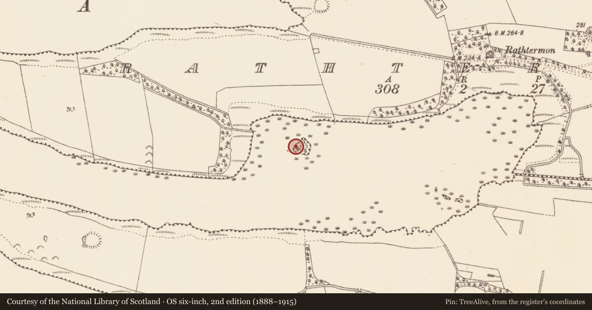 Ordnance Survey six-inch map, 2nd edition (1888–1915) covering the location of Crannog, Lough Gara, County Sligo, with a pin at the register's coordinates