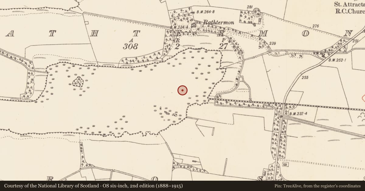 Ordnance Survey six-inch map, 2nd edition (1888–1915) covering the location of Crannog, Lough Gara, County Sligo, with a pin at the register's coordinates