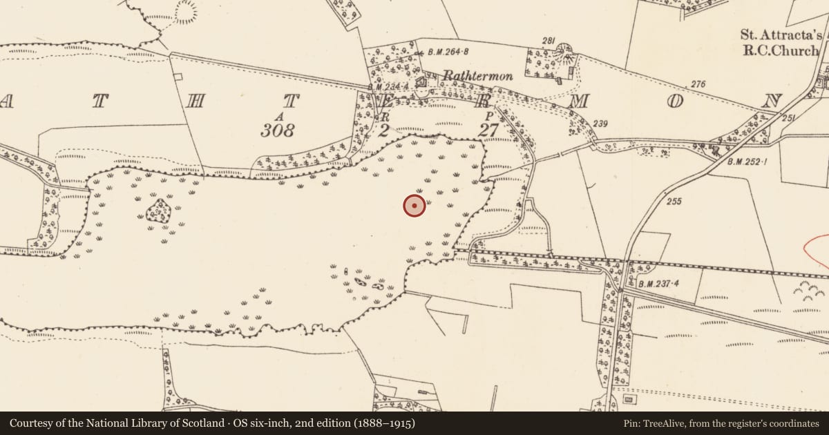 Ordnance Survey six-inch map, 2nd edition (1888–1915) covering the location of Crannog, Lough Gara, County Sligo, with a pin at the register's coordinates