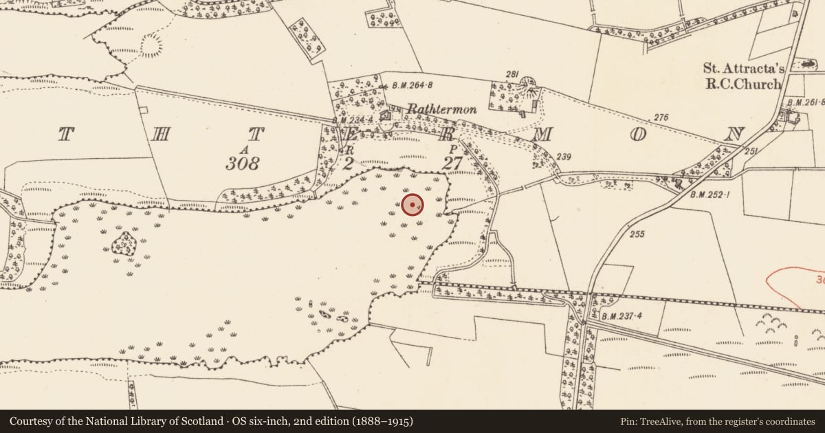 Ordnance Survey six-inch map, 2nd edition (1888–1915) covering the location of Crannog, Lough Gara, County Sligo, with a pin at the register's coordinates