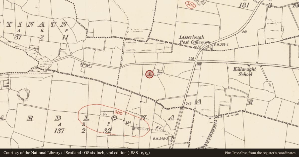 Ordnance Survey six-inch map, 2nd edition (1888–1915) covering the location of Ringfort - rath, Ardmoyle, County Sligo, with a pin at the register's coordinates