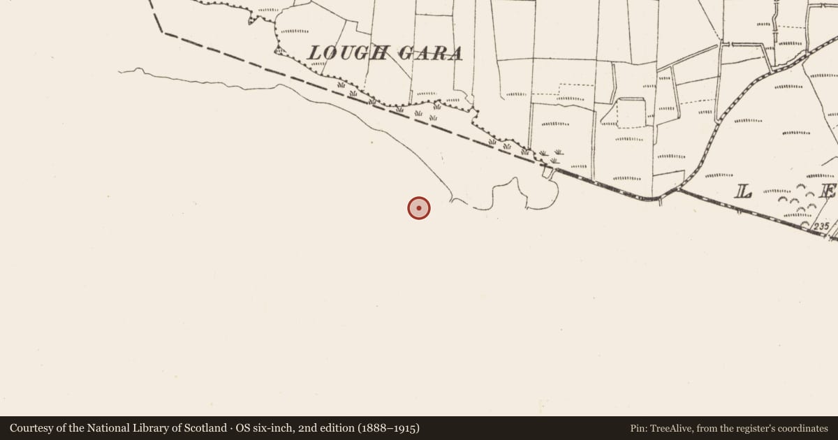 Ordnance Survey six-inch map, 2nd edition (1888–1915) covering the location of Fulacht fia, Emlagh, County Sligo, with a pin at the register's coordinates