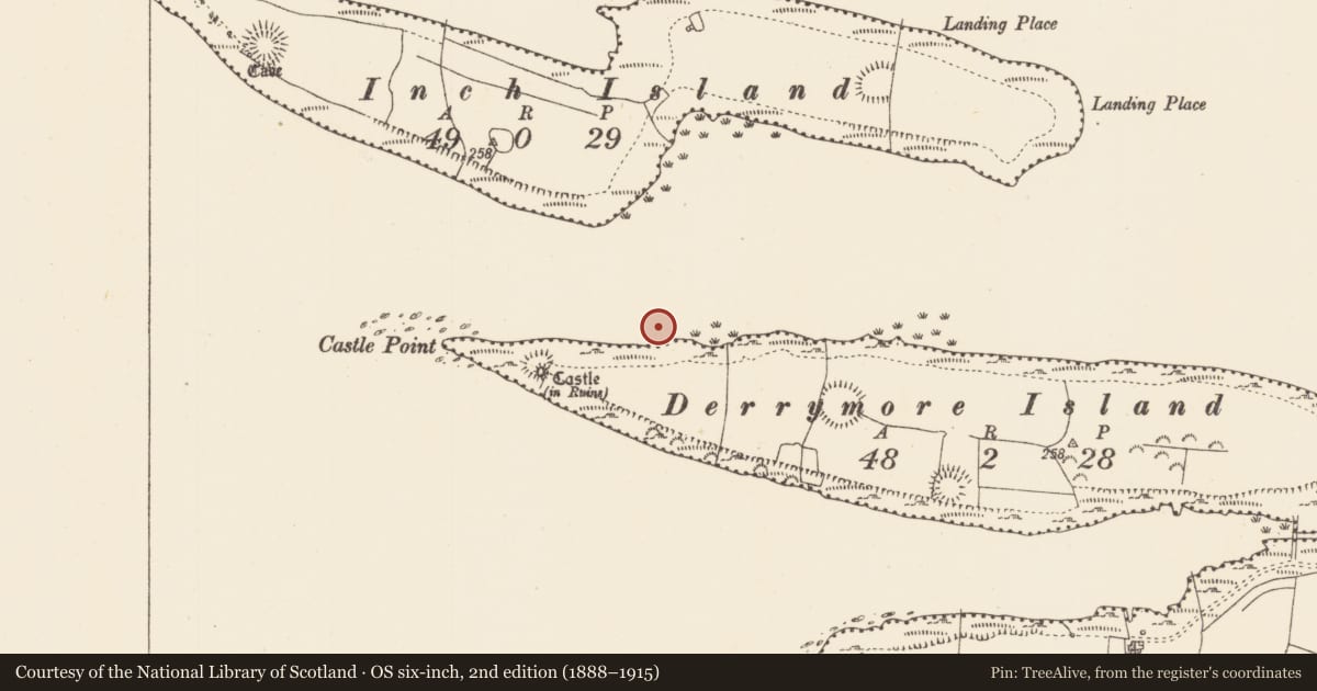 Ordnance Survey six-inch map, 2nd edition (1888–1915) covering the location of Crannog, Lough Gara, County Sligo, with a pin at the register's coordinates