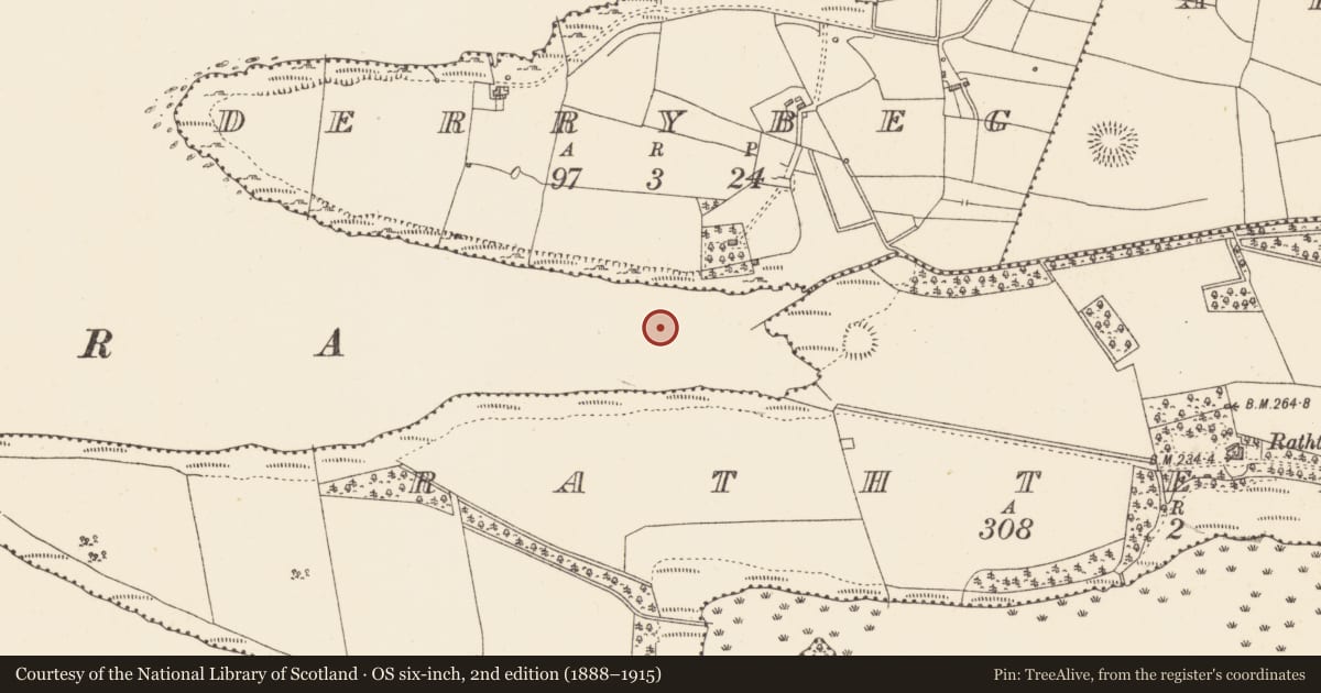 Ordnance Survey six-inch map, 2nd edition (1888–1915) covering the location of Crannog, Lough Gara, County Sligo, with a pin at the register's coordinates