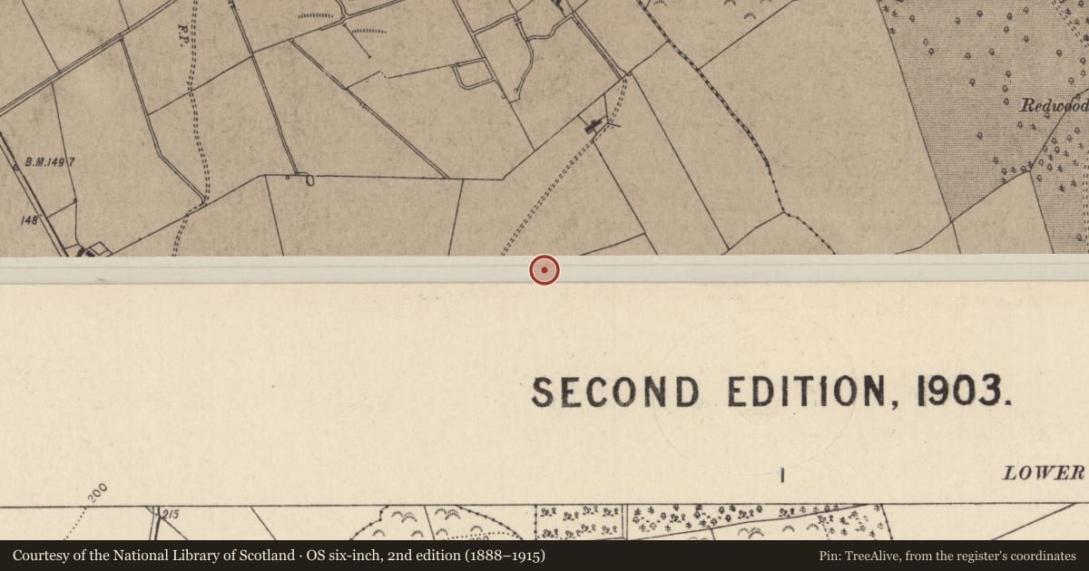 Ordnance Survey six-inch map, 2nd edition (1888–1915) covering the location of Barrow - ring-barrow, Ballymacegan, County Tipperary North, with a pin at the register's coordinates
