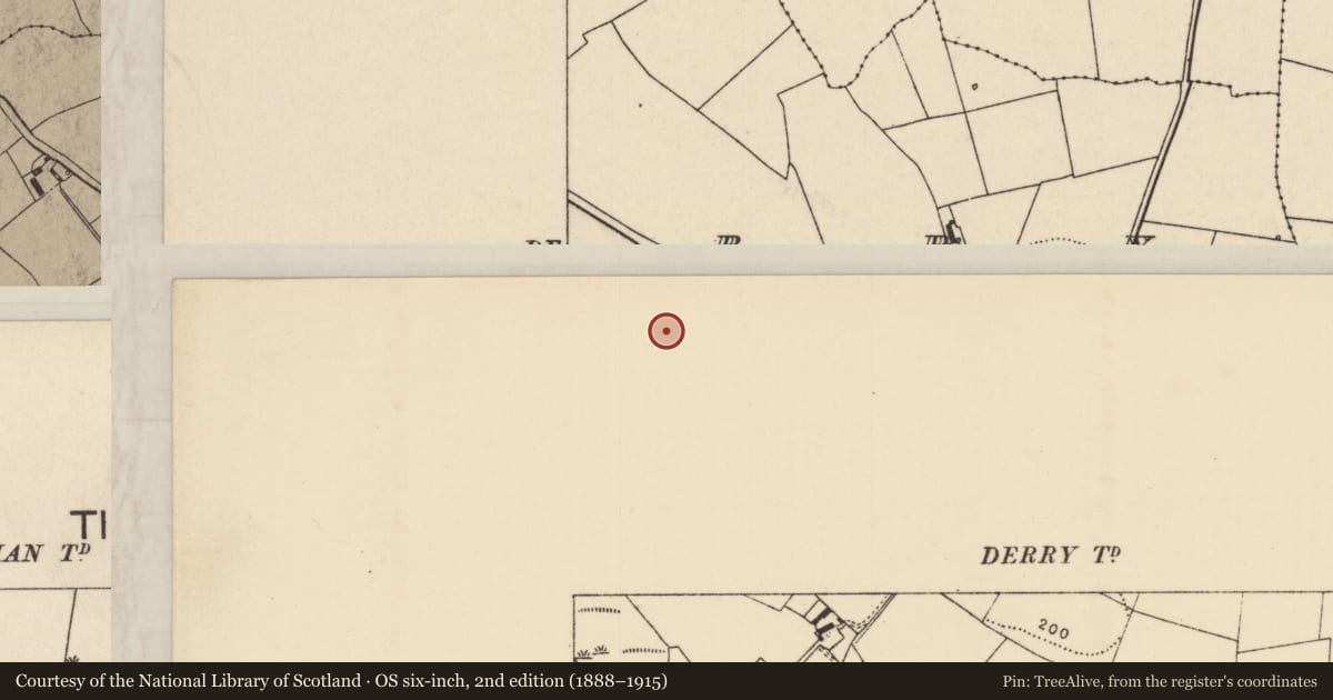 Ordnance Survey six-inch map, 2nd edition (1888–1915) covering the location of Ringfort - rath, Derry (Dorrha Par.), County Tipperary North, with a pin at the register's coordinates