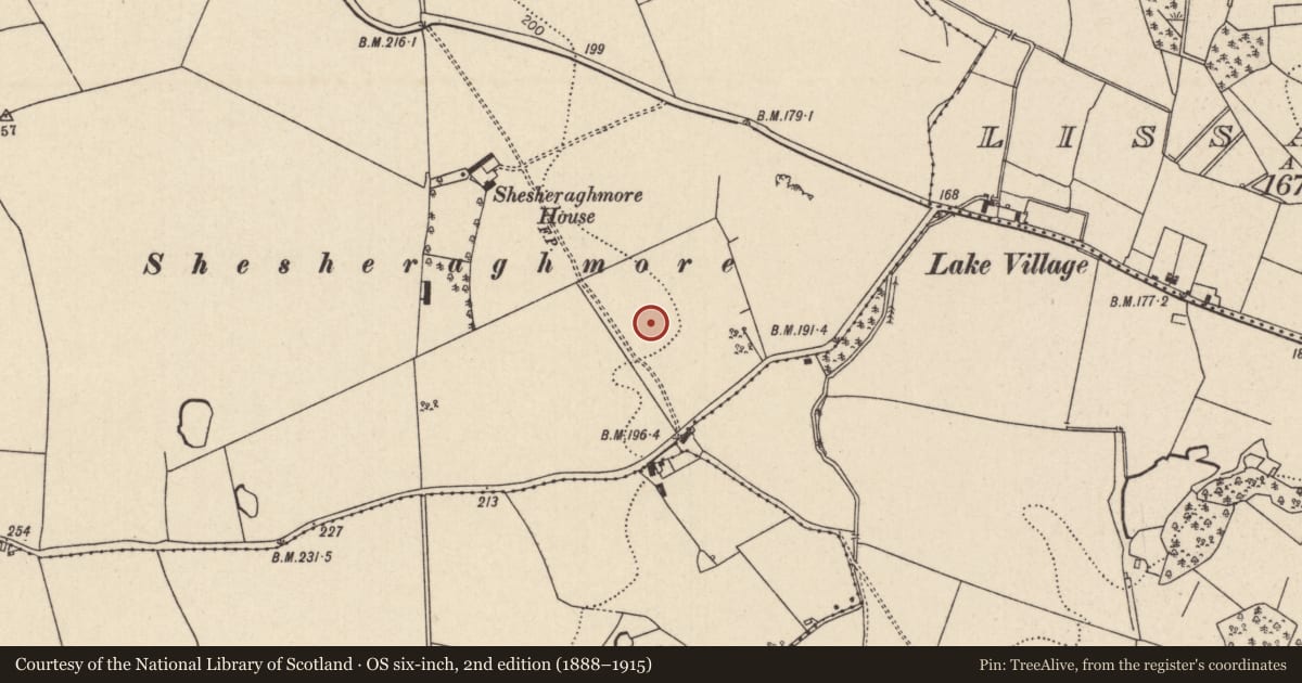 Ordnance Survey six-inch map, 2nd edition (1888–1915) covering the location of Enclosure, Lorrha, County Tipperary North, with a pin at the register's coordinates