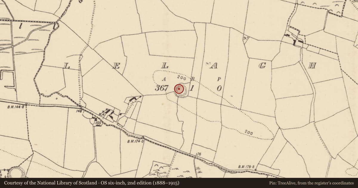 Ordnance Survey six-inch map, 2nd edition (1888–1915) covering the location of Ringfort - rath, Lelagh, County Tipperary North, with a pin at the register's coordinates
