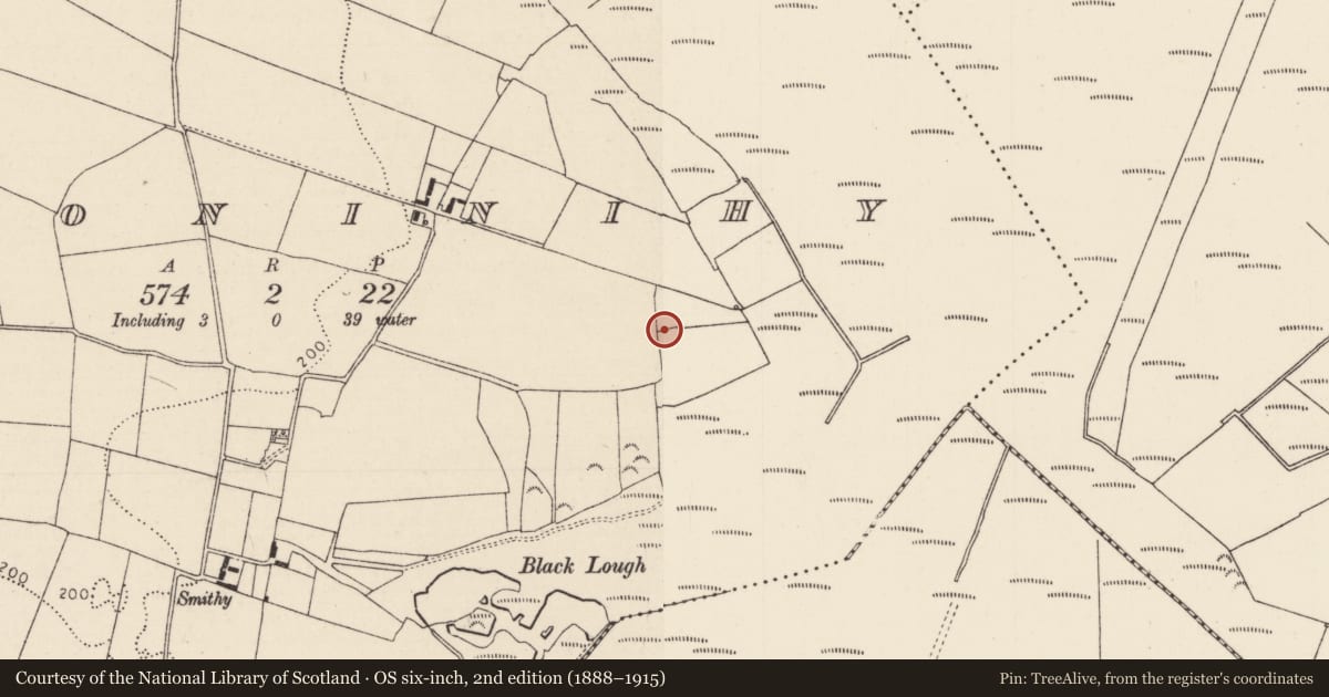 Ordnance Survey six-inch map, 2nd edition (1888–1915) covering the location of Enclosure, Clooninihy, County Tipperary North, with a pin at the register's coordinates