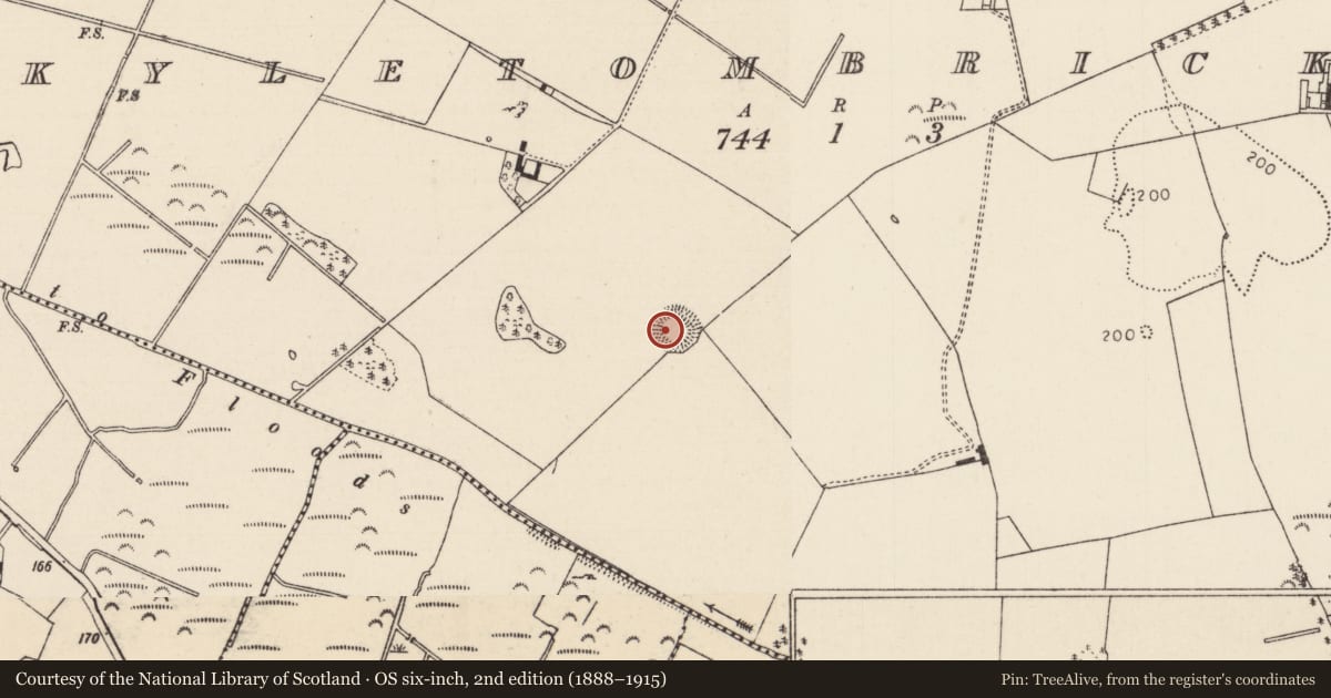 Ordnance Survey six-inch map, 2nd edition (1888–1915) covering the location of Enclosure, Kyletombrickane, County Tipperary North, with a pin at the register's coordinates