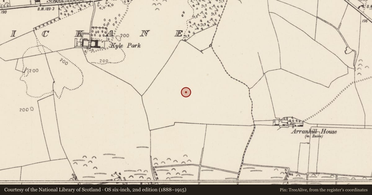 Ordnance Survey six-inch map, 2nd edition (1888–1915) covering the location of Enclosure, Kyletombrickane, County Tipperary North, with a pin at the register's coordinates