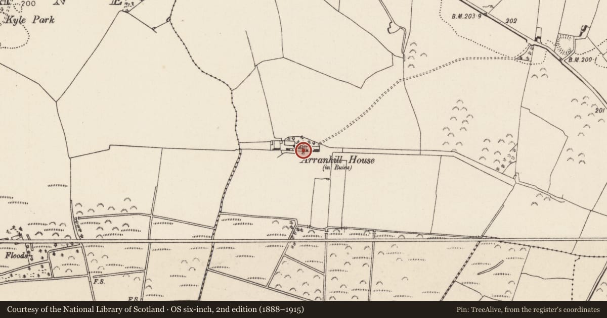 Ordnance Survey six-inch map, 2nd edition (1888–1915) covering the location of House - 17th century, Tombrickane, County Tipperary North, with a pin at the register's coordinates
