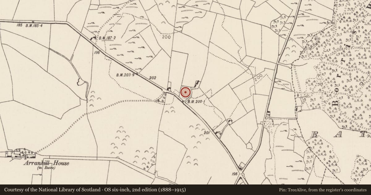 Ordnance Survey six-inch map, 2nd edition (1888–1915) covering the location of Enclosure, Tombrickane, County Tipperary North, with a pin at the register's coordinates