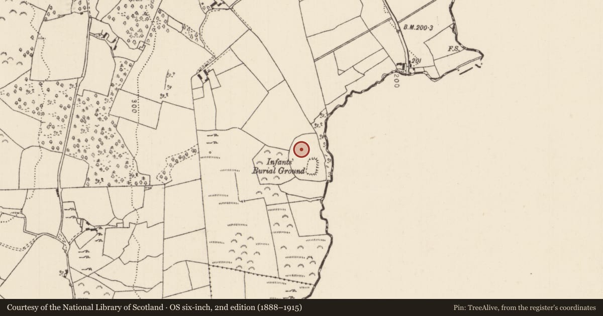Ordnance Survey six-inch map, 2nd edition (1888–1915) covering the location of Ecclesiastical enclosure, Lacka (Loughkeen Par.), County Tipperary North, with a pin at the register's coordinates