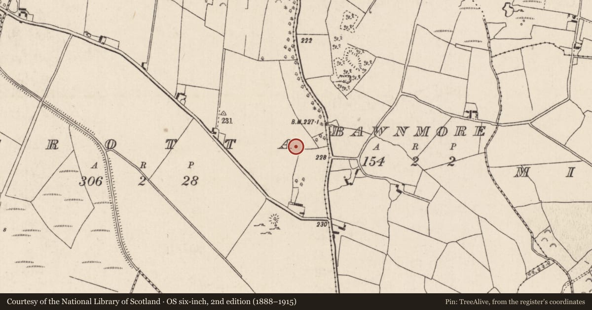 Ordnance Survey six-inch map, 2nd edition (1888–1915) covering the location of Enclosure, Crotta, County Tipperary North, with a pin at the register's coordinates