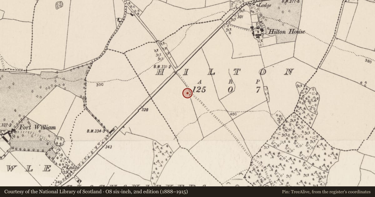 Ordnance Survey six-inch map, 2nd edition (1888–1915) covering the location of Earthwork, Hilton, County Tipperary North, with a pin at the register's coordinates