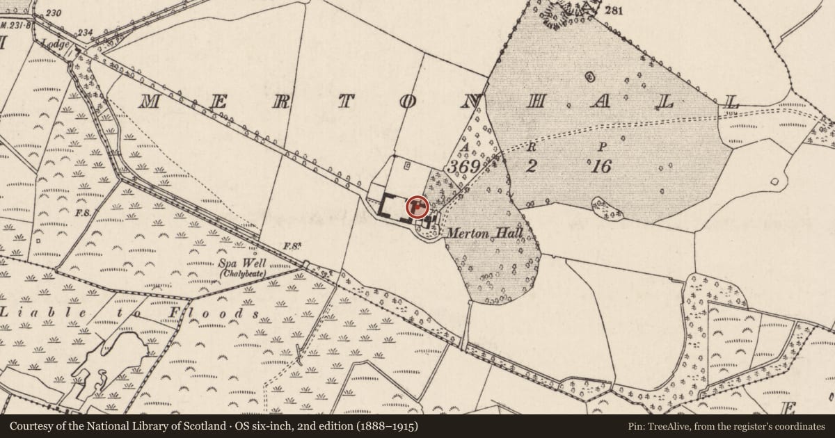 Ordnance Survey six-inch map, 2nd edition (1888–1915) covering the location of Bawn, Mertonhall, County Tipperary North, with a pin at the register's coordinates