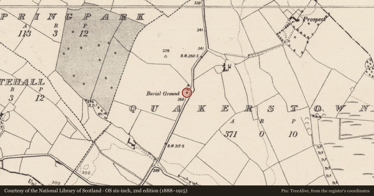 Ordnance Survey six-inch map, 2nd edition (1888–1915) covering the location of Ringfort - rath, Quakerstown, County Tipperary North, with a pin at the register's coordinates