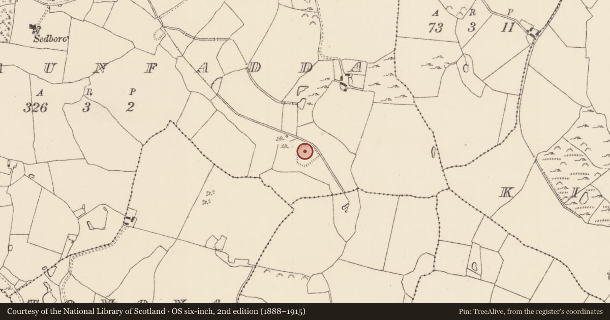 Ordnance Survey six-inch map, 2nd edition (1888–1915) covering the location of Earthwork, Garraunfadda, County Tipperary North, with a pin at the register's coordinates