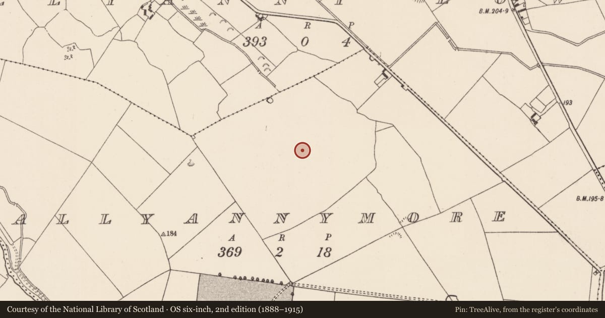Ordnance Survey six-inch map, 2nd edition (1888–1915) covering the location of Enclosure, Ballyannymore, County Tipperary North, with a pin at the register's coordinates