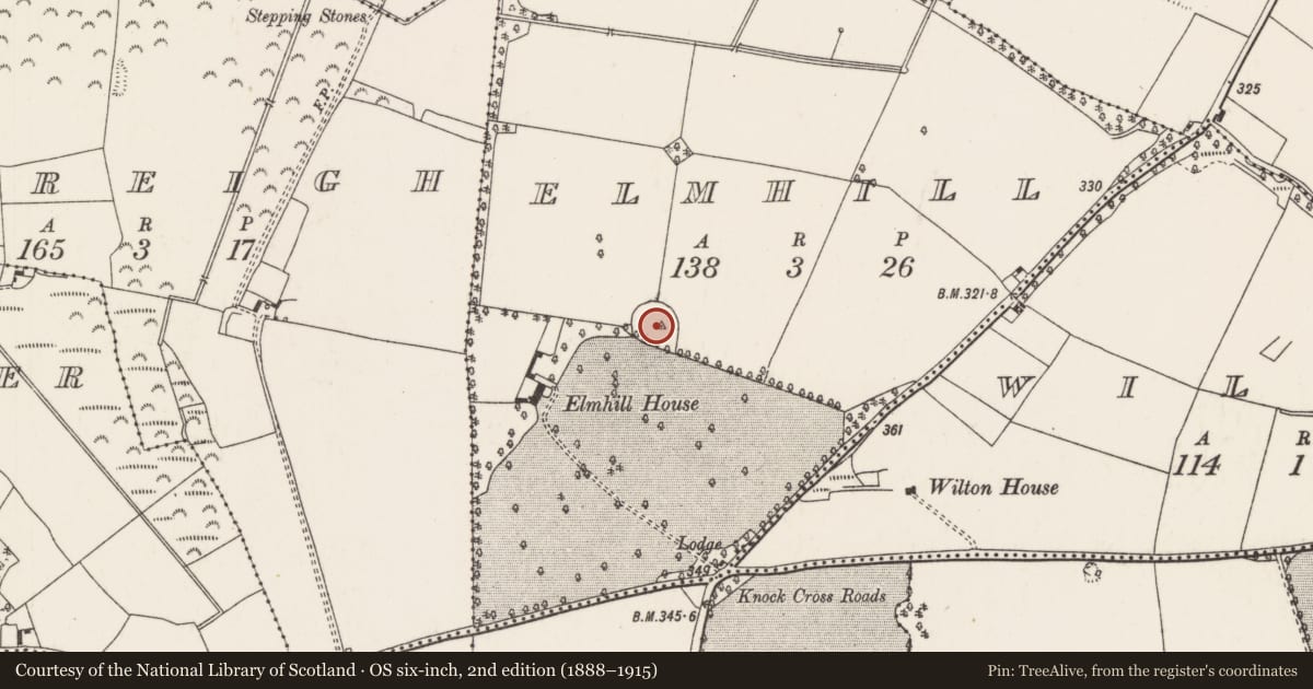 Ordnance Survey six-inch map, 2nd edition (1888–1915) covering the location of Ringfort - rath, Elmhill, County Tipperary North, with a pin at the register's coordinates