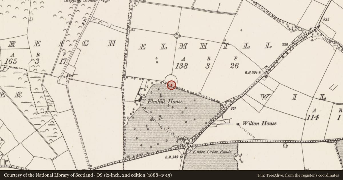 Ordnance Survey six-inch map, 2nd edition (1888–1915) covering the location of Enclosure, Elmhill, County Tipperary North, with a pin at the register's coordinates